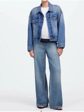 NWT Madewell Maternity Light Blue Over-Belly Super SOFT Wide-Leg Jeans